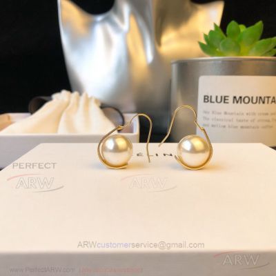 AAA Clone Celine Pearl Earrings In All Gold